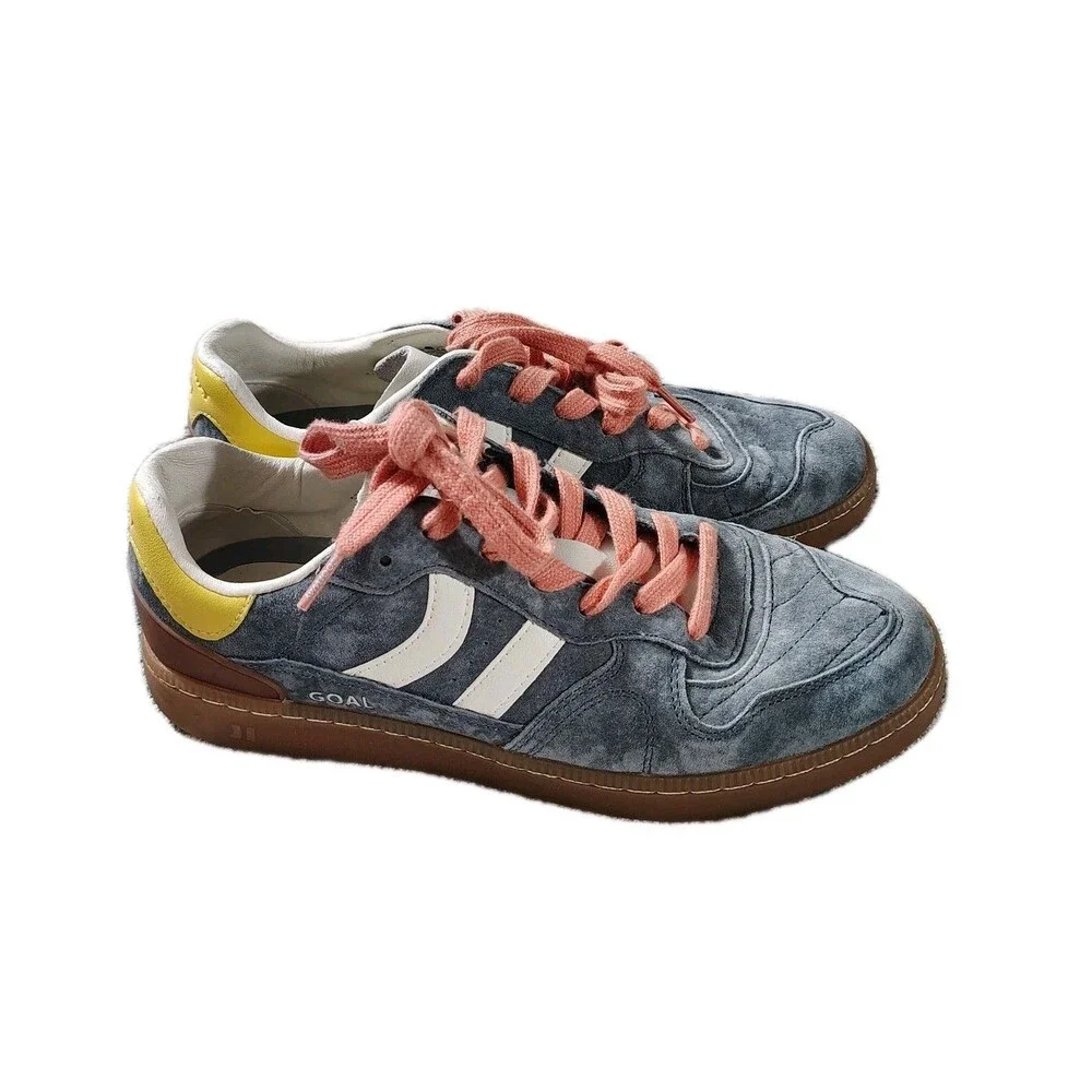 Coolway Goal Blue Coral Yellow Suede Shoes Sneakers Women's Size 10 - Picture 2 of 12